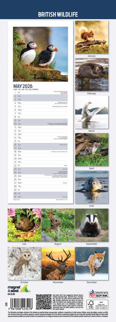 Magnet & Steel British Wildlife Kalender 2026 Slimline