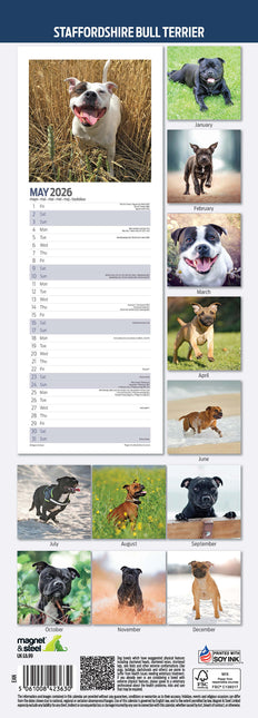 Magnet & Steel Staffordshire Bull Terrier Kalender 2026 Slimline