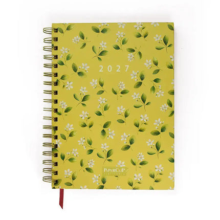 Paperclip Bureau Agenda White Flowers Pattern 2027 – Paperclip