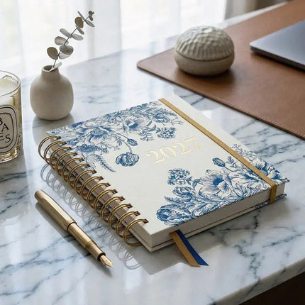 Paperclip Desk Agenda Bloemen Blauw 2027 – Paperclip