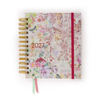 Paperclip Desk Agenda Bloemen Roze 2027 – Paperclip