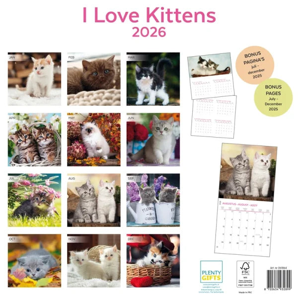 Plenty Gifts I Love Kittens Kalender 2026