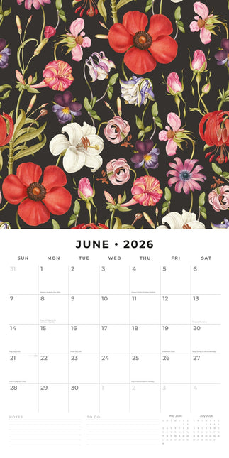 Red Robin Botanical Flowers Kalender 2026