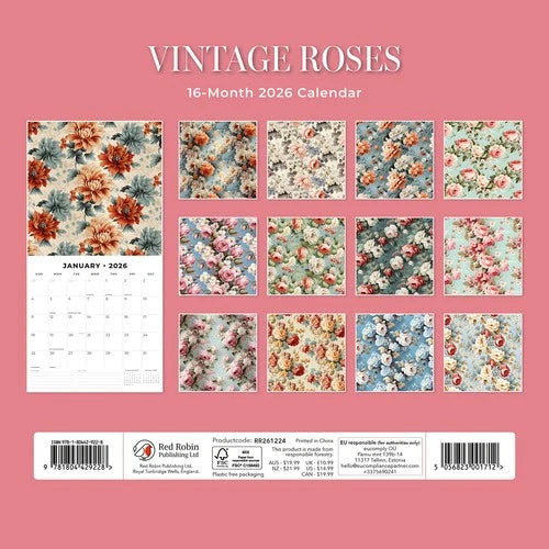 Red Robin Vintage Roses Kalender 2026
