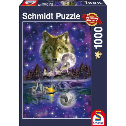 Schmidt Puzzle Wolf in het Maanlicht Puzzel 1000 Stukjes