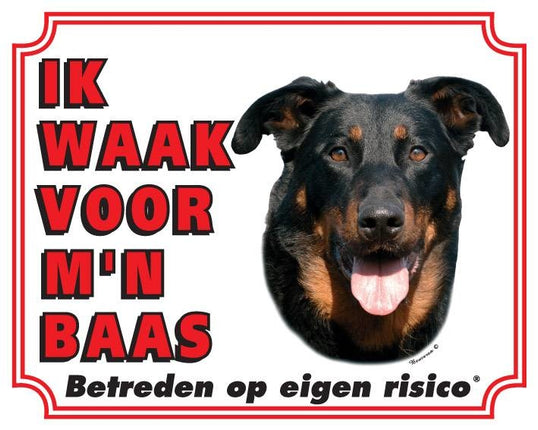 Stickerkoning Beauceron Waakbord - Ik waak voor mijn baas