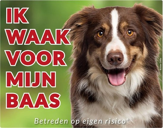 Stickerkoning Border Collie Waakbord - Ik waak voor mijn Baas