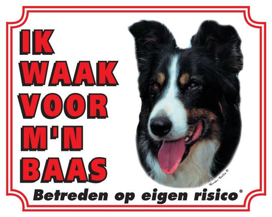 Stickerkoning Border Collie Waakbord - Ik waak voor mijn baas