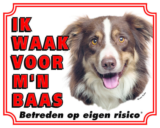 Stickerkoning Border Collie Waakbord - Ik waak voor mijn Baas Tri