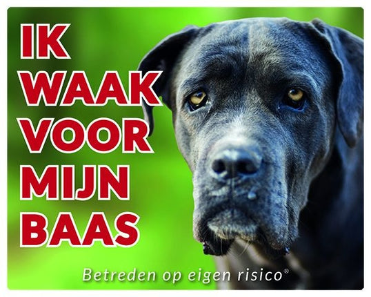 Stickerkoning Cane Corso Waakbord - Ik waak voor mijn baas