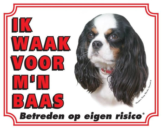 Stickerkoning Cavalier King Charles Spaniel Waakbord - Tricolour