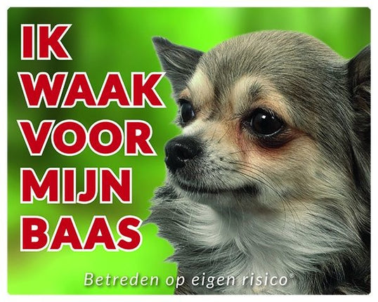 Stickerkoning Chihuahua Waakbord - Ik waak voor mijn Langhaar