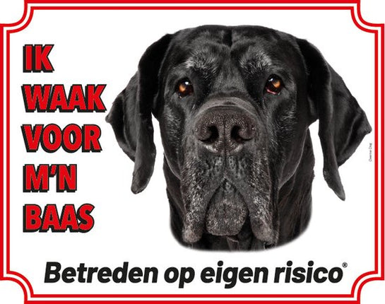 Stickerkoning Deense Dog Zwart Waakbord