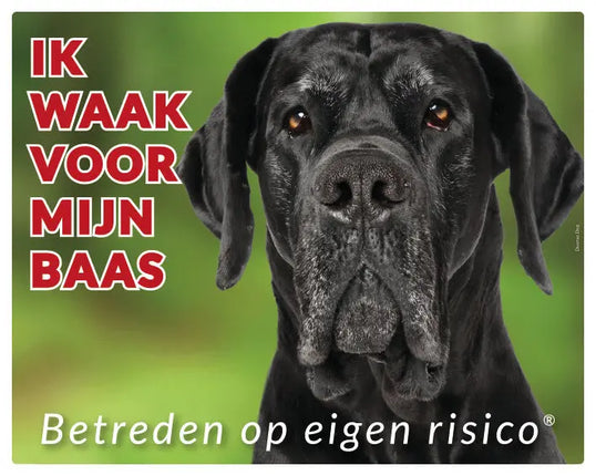 Stickerkoning Deense Dog Zwart Waakbord