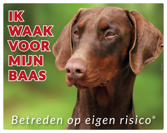 Stickerkoning Dobermann Bruin Waakbord