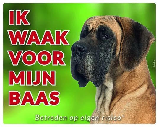 Stickerkoning Duitse Dog Waakbord - Ik waak voor mijn baas