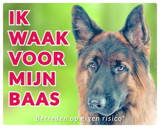 Stickerkoning Duitse Herder Waakbord - Ik waak voor mijn baas