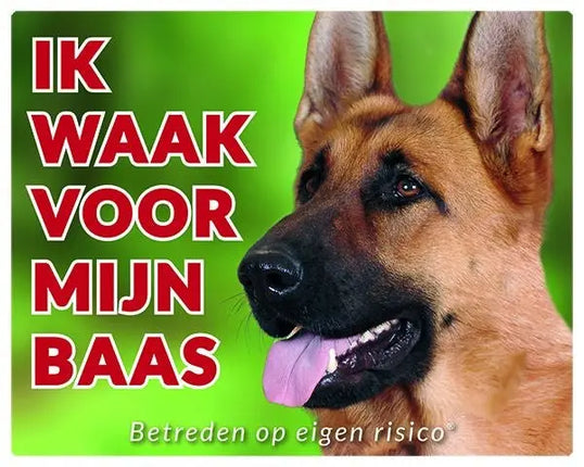 Stickerkoning Duitse Herder Waakbord - Ik waak voor mijn baas