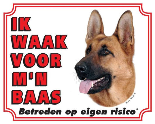 Stickerkoning Duitse Herder Waakbord - Ik waak voor mijn baas