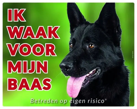 Stickerkoning Duitse Herder Zwart Waakbord - Ik waak voor mijn baas