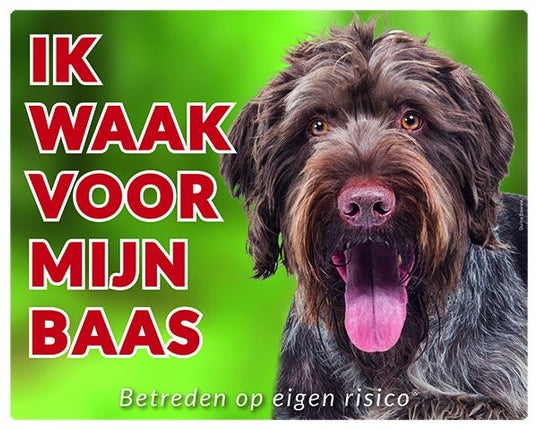 Stickerkoning Duitse Staande Ruwhaar Waakbord - Ik waak voor mijn baas