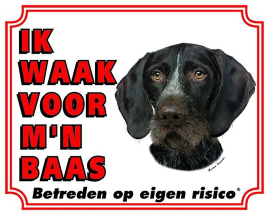 Stickerkoning Duitse Staande Waakbord - Ik waak voor mijn baas