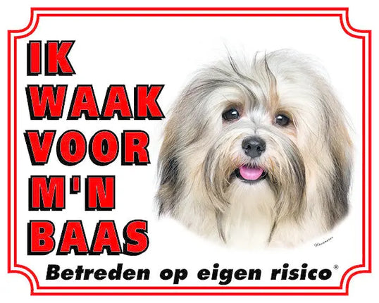 Stickerkoning Havanezer Waakbord Bruin - Ik waak voor mijn Baas