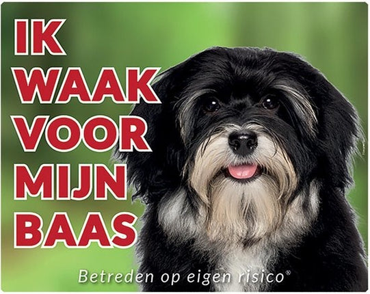 Stickerkoning Havanezer Waakbord Zwart - Ik waak voor mijn Baas