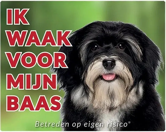 Stickerkoning Havanezer Waakbord Zwart - Ik waak voor mijn Baas