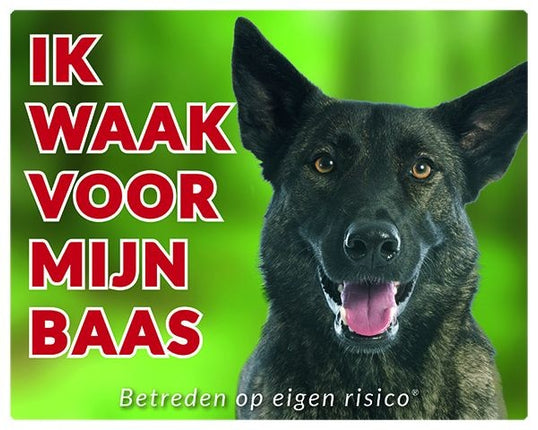 Stickerkoning Hollandse Herder Waakbord - Ik waak voor mijn baas