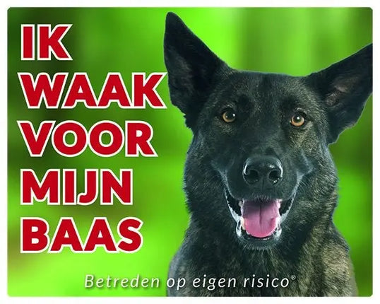 Stickerkoning Hollandse Herder Waakbord - Ik waak voor mijn baas