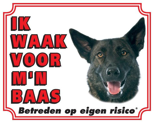 Stickerkoning Hollandse Herder Waakbord - Ik waak voor mijn baas