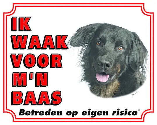 Stickerkoning Hovawart Waakbord - Ik waak voor mijn Baas