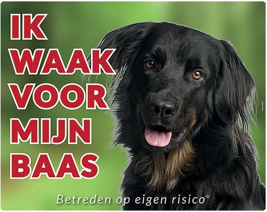 Stickerkoning Hovawart Waakbord - Ik waak voor mijn Baas