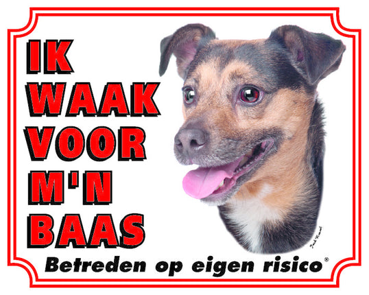 Stickerkoning Jack Russell Terrier Waakbord - Ik waak voor mijn Baas