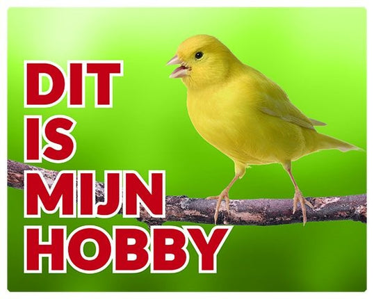 Stickerkoning Kanarie Waakbord - Dit is mijn hobby Geel