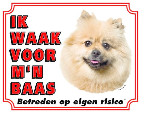 Stickerkoning Keeshond Waakbord - Ik waak voor mijn Baas