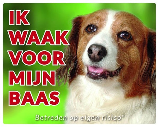 Stickerkoning Kooikerhondje Waakbord - Ik waak voor mijn baas