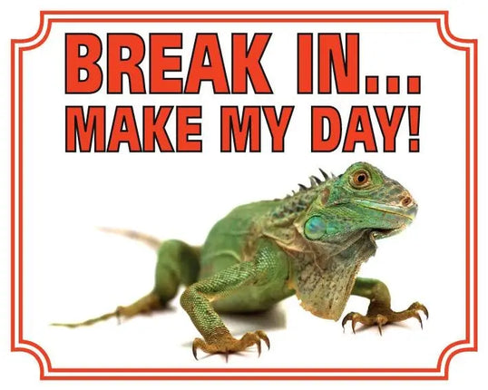 Stickerkoning Leguaan Waakbord - Break in make my Day