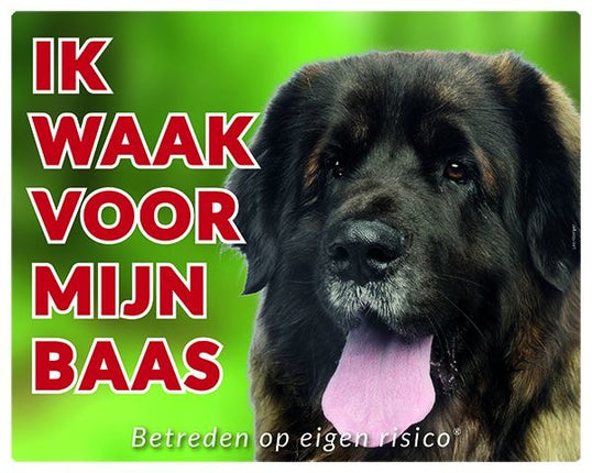 Stickerkoning Leonberger Waakbord - Ik waak voor mijn baas