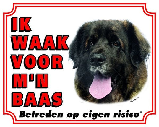 Stickerkoning Leonberger Waakbord - Ik waak voor mijn baas