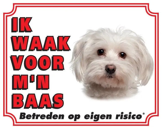 Stickerkoning Maltezer Waakbord - Ik waak voor mijn baas
