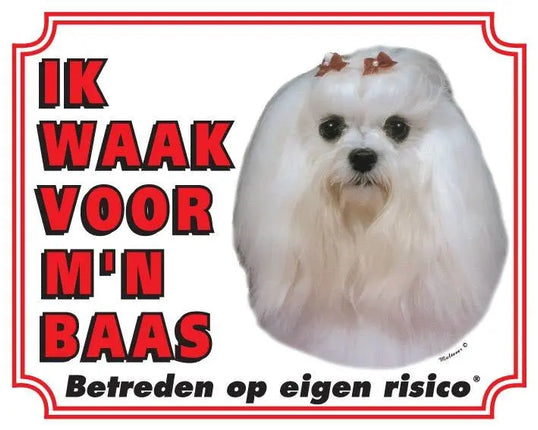 Stickerkoning Maltezer Waakbord - Ik waak voor mijn baas