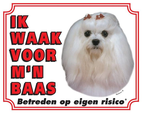 Stickerkoning Maltezer Waakbord - Ik waak voor mijn baas