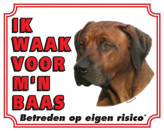Stickerkoning Rhodesian Ridgeback Waakbord - Ik waak voor mijn