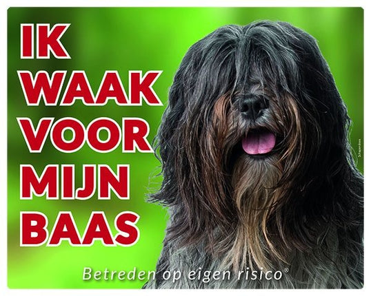 Stickerkoning Schapendoes Waakbord - Ik waak voor mijn baas