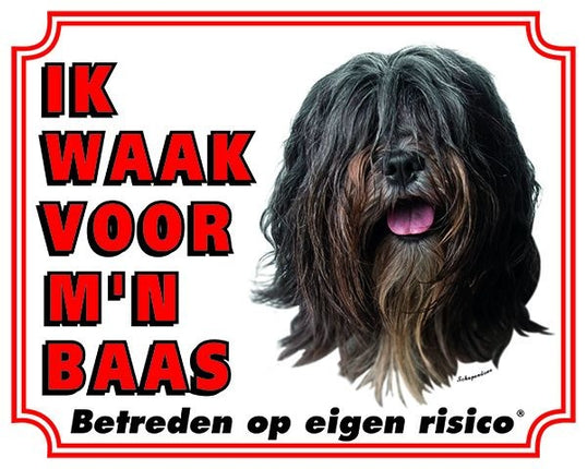 Stickerkoning Schapendoes Waakbord - Ik waak voor mijn baas