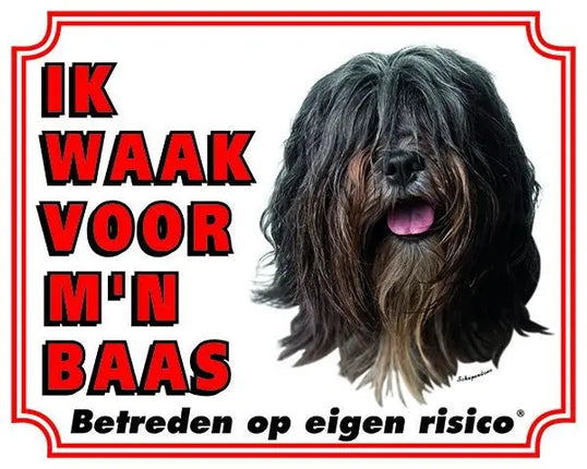 Stickerkoning Schapendoes Waakbord - Ik waak voor mijn baas