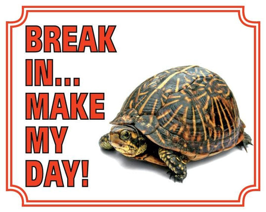 Stickerkoning Schildpad Waakbord - Break in make my day
