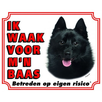 Stickerkoning Schipperke Waakbord - Ik waak voor mijn baas